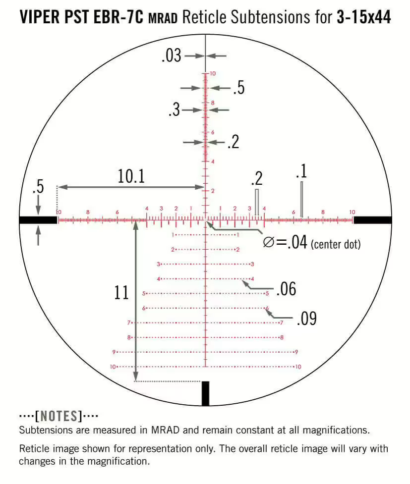 Vortex Viper PST Gen II 3-15x44 MRAD FFP EBR-7C