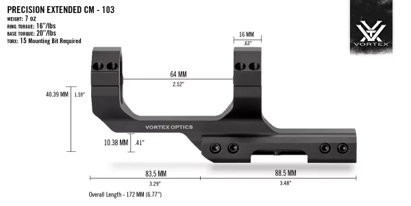 Vortex Cantilever Ring Mount 1 Inch (3 Inch Offset)