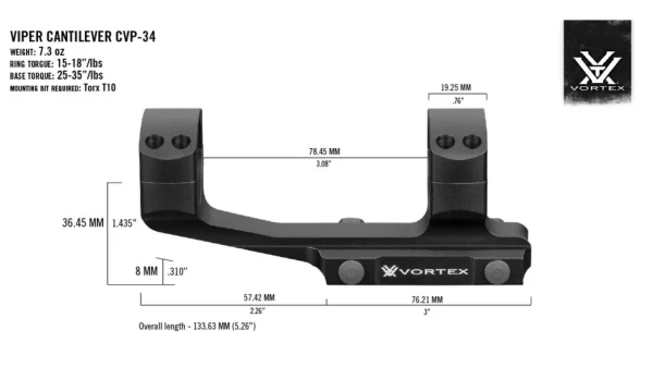 Vortex Pro Extended Cantilever Mount 34 mm