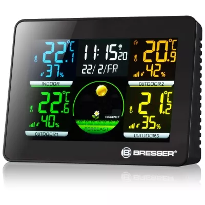 BRESSER THERMO HYGRO QUADRO NLX - THERMO-/HYGROMETER MIT 3 AUSSENSENSOREN