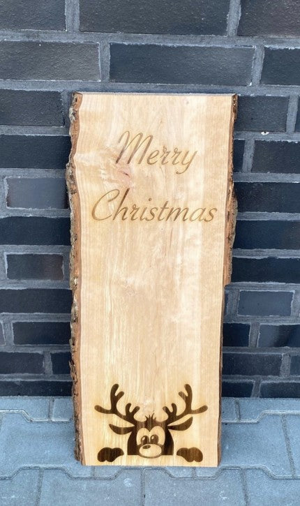 Holzbohle Weihnachten Rentier Weihnachtsmann Deko dekoschild