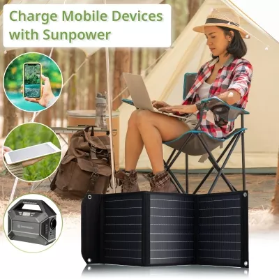 BRESSER Mobiles Solar-Ladegerät 40 Watt mit USB- u. DC-Anschluss